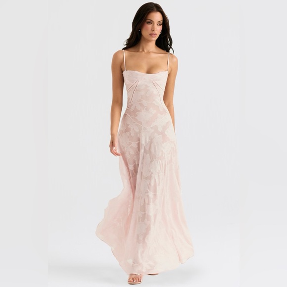 House of CB Dresses & Skirts - HOUSE OF CB ‘Seren’ Soft Pink Floral Lace Back Maxi Dress